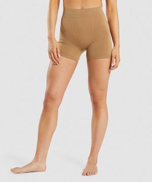 Light Brown Gymshark Seamless Boxers Women's Underwear | CJYKEQ831