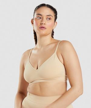 Light Brown Gymshark Seamless Low Neck Bralette Women's Underwear | NUDTKC079