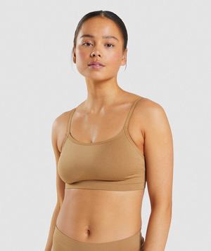 Light Brown Gymshark Seamless Scoop Neck Bralette Women's Underwear | TZSOMX057