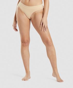 Light Brown Gymshark Seamless Thong Women's Underwear | DHRGON692