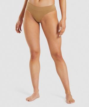 Light Brown Gymshark Seamless Thong Women's Underwear | LIFSKJ579