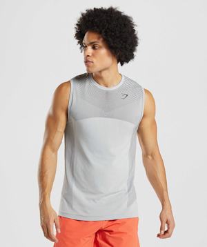 Light Grey / Black Grey Gymshark Apex Seamless Men's Tanks | FDJIHY493