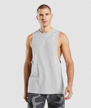 Light Grey Gymshark Critical 2.0 Drop Arm Men\'s Tanks | QWSJUC893