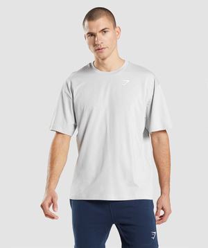 Light Grey Gymshark Essential Oversized Men's T Shirts | KYLAJP325