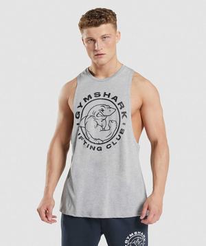 Light Grey Gymshark Legacy Drop Arm Men's Tanks | CQMJXZ176