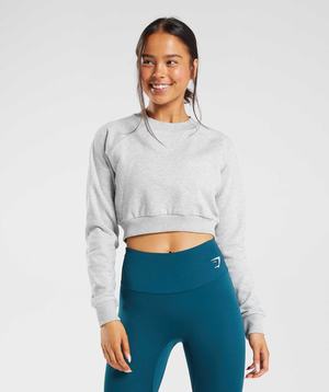 Light Grey Gymshark Training Cropped Sweater Women's Pullover | DAVHRU031