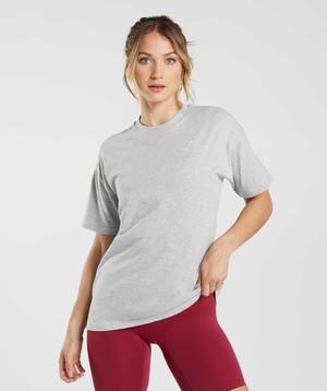 Light Grey Gymshark Training Oversized Women's T Shirts | GEFJAK675