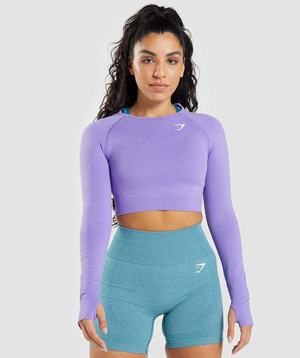 Light Purple Gymshark Vital Seamless 2.0 Long Sleeve Crop Women's Tops | JFIMXY762