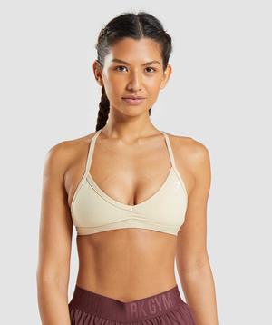 Light Yellow Brown Gymshark Minimal Women's Sports Bra | HRDWOZ182