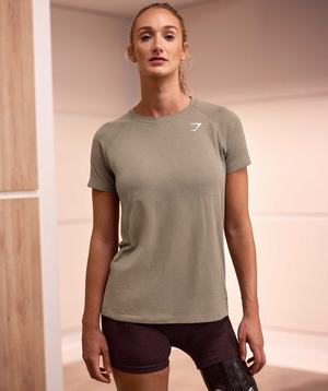 Light Yellow Brown Gymshark Vital Seamless 2.0 Light Women's T Shirts | ILOZTG917