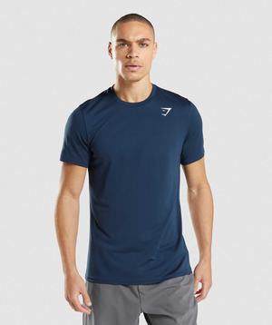 Navy Gymshark Arrival Men's T Shirts | YLGFIU401