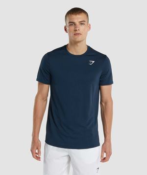 Navy Gymshark Arrival Regular Fit Men's T Shirts | DHRCVN137