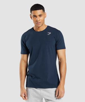 Navy Gymshark Essential Men's T Shirts | DETASZ863