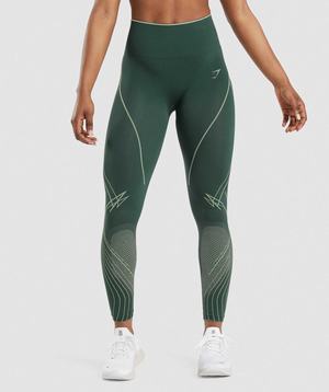 Obsidian Green / Green Gymshark Apex Seamless High Rise Women's Leggings | NVHOSU817