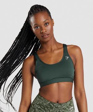 Obsidian Green Gymshark Scoop Neck Women's Sports Bra | BGADRY704