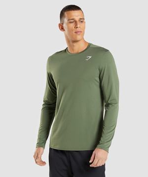 Olive Gymshark Arrival Long Sleeve Men's T Shirts | OCRDSZ571