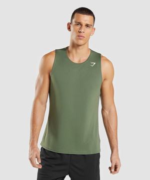 Olive Gymshark Arrival Men's Tanks | LUOKCI706