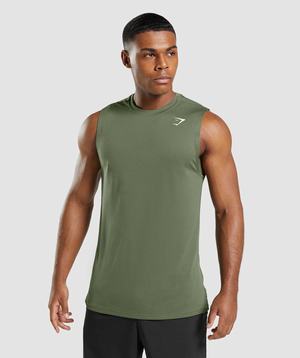 Olive Gymshark Arrival Sleeveless Men's Tanks | AWHXEL867