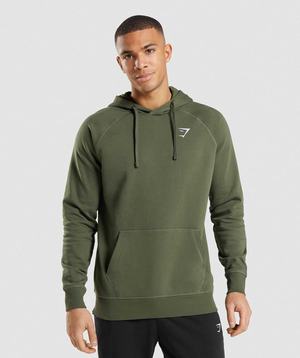 Olive Gymshark Crest Men's Hoodie | PKVCNI873