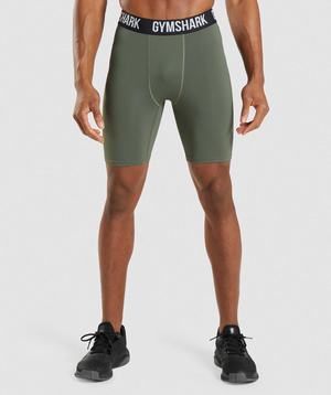 Olive Gymshark Element Baselayer Men's Shorts | TSHQDO947