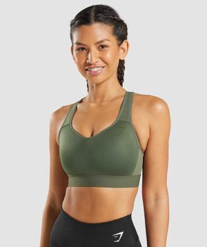 Olive Gymshark Lightweight High Support Women's Sports Bra | RBKHPQ514