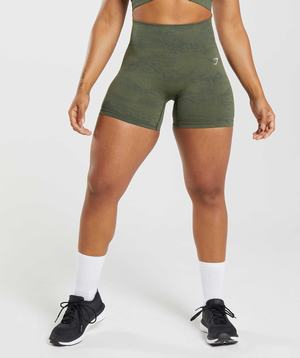 Olive / Olive Gymshark Adapt Camo Seamless Women's Shorts | EQKHCX926