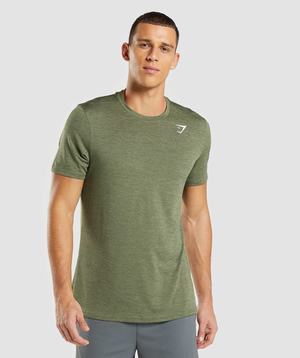 Olive / Olive Gymshark Arrival Marl Men's T Shirts | ZNPTAJ530