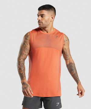 Orange / Black Grey Gymshark Apex Seamless Men's Tanks | BVFXON419