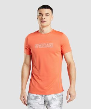 Orange Gymshark Arrival Graphic Men's T Shirts | ZGMVHF789