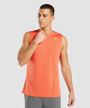 Orange Gymshark Arrival Sleeveless Men's Tanks | DYWJQM025