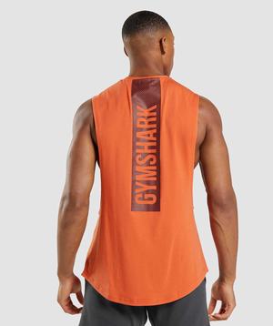 Orange Gymshark Bold Drop Arm Men's Tanks | VRHIAX478