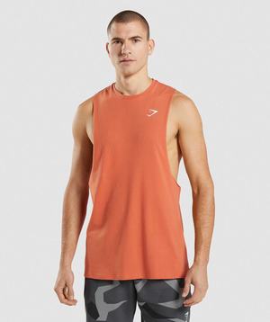 Orange Gymshark Critical Drop Arm Men's Tanks | ATOJPC098