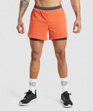 Orange Gymshark Speed Evolve 5" 2 In 1 Men's Shorts | ISPMZG781