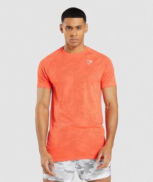 Orange / Orange Gymshark Geo Seamless Men's T Shirts | GPRETZ701