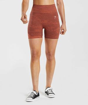 Orange / Red / Pink Brown Gymshark Adapt Camo Seamless Women's Shorts | NTGVBR180