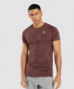 Pink Brown / Black Gymshark Geo Seamless Men's T Shirts | KMQCHA253