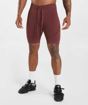 Pink Brown / Burgundy Gymshark 315 Seamless 1/2 Men's Shorts | LRTEJK198