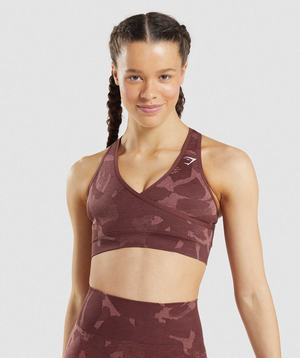 Pink Brown Gymshark Adapt Camo Seamless Women's Sports Bra | YCNPUA489