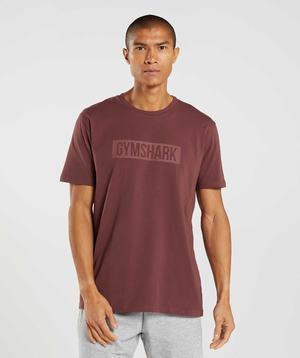 Pink Brown Gymshark Block Men's T Shirts | ZNFHJM740