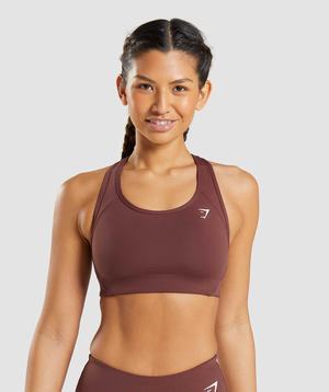 Pink Brown Gymshark Essential Racer Back Women's Sports Bra | TJXWBP102