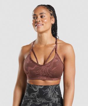 Pink Brown Gymshark GS Power Women's Sports Bra | KQHGDC986