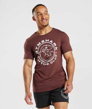 Pink Brown Gymshark Legacy Men's T Shirts | TVNSBX893