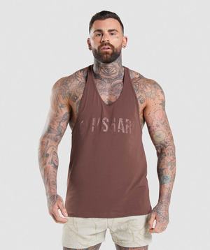 Pink Brown Gymshark Power Men's Vest | MWJRDO123