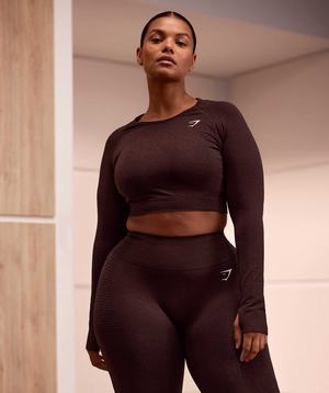 Pink Brown Gymshark Vital Seamless 2.0 Crop Women's Tops | GRFTXP231