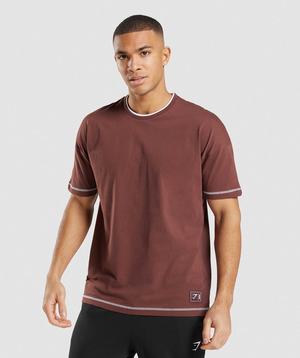 Pink Brown / White Gymshark Recess Men's T Shirts | OWPJLF207