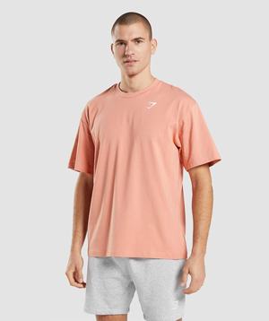 Pink Gymshark Essential Oversized Men's T Shirts | ZLXQSN514