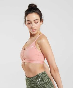 Pink Gymshark Ruched Women's Sports Bra | JWBGVA014