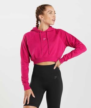 Pink Gymshark Training Cropped Women's Pullover | KGZHNT096