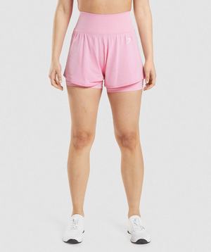 Pink Gymshark Vital Seamless 2.0 2-in-1 Women\'s Shorts | IJDOPK641