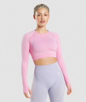 Pink Gymshark Vital Seamless 2.0 Crop Women\'s Tops | WKTEMU153